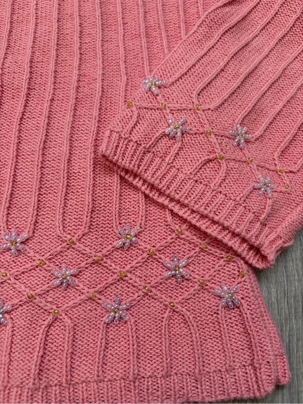 Vintage Betsey Johnson Pink Beaded Cardigan - Picture 5 of 9